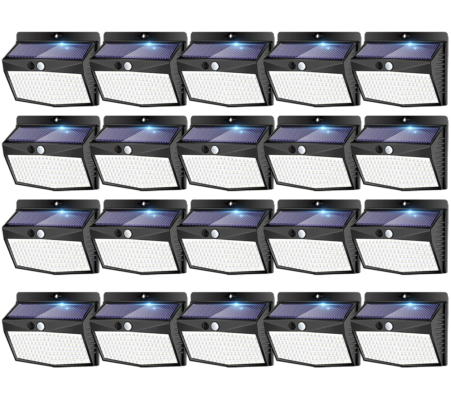 Peasur Solar Outdoor Lights, Motion Sensor, Waterproof, 20 Pack, Black, 3 Lighting Modes, Wall Lights for Garden and Yard