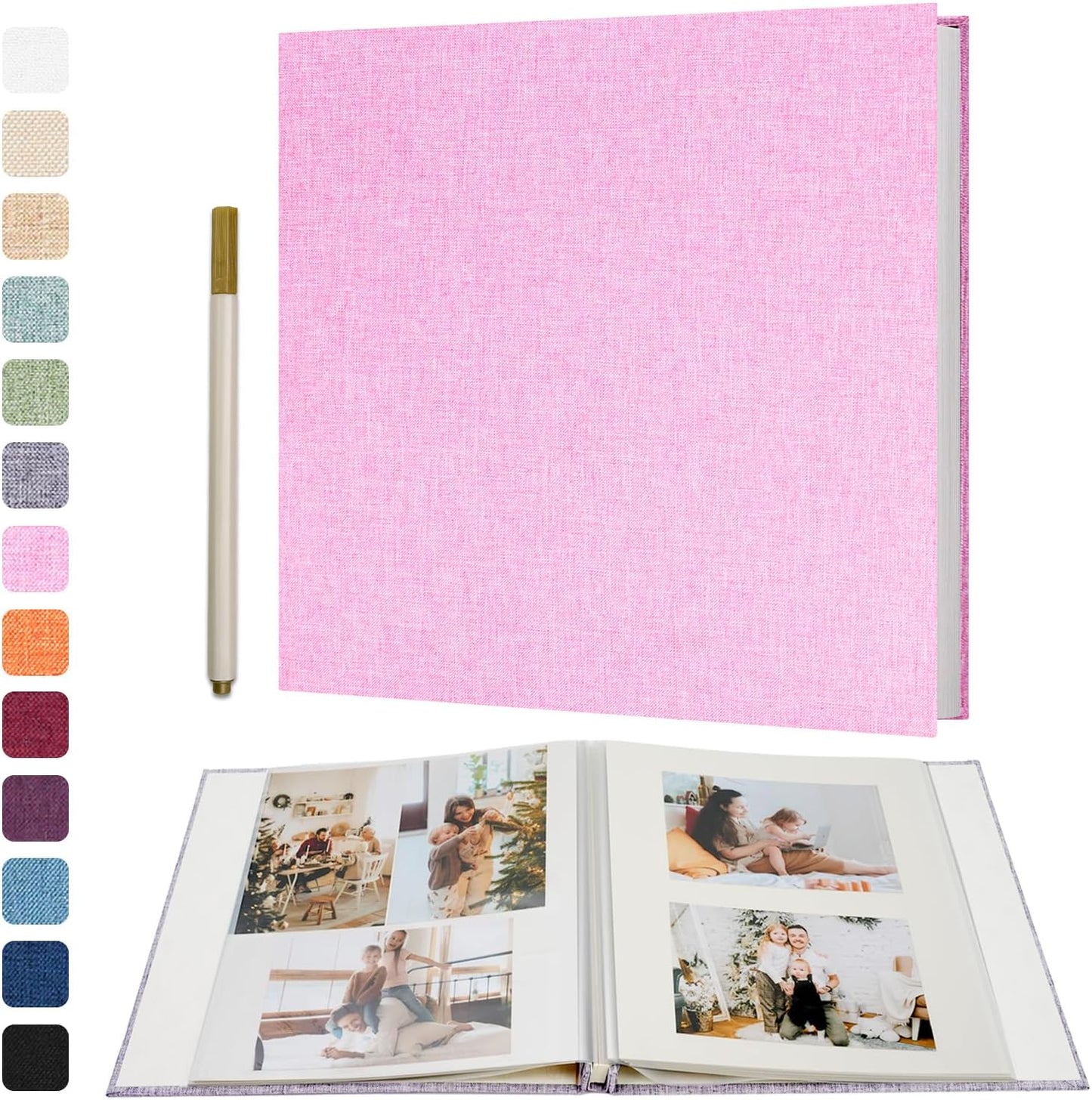 Vienrose Large Photo Album Self Adhesive for 4x6 8x10 10x12 Pictures Scrapbook Album DIY Scrap Book 40 Sticky Pages with A Metallic Pen 13"x12.6"40 Pages