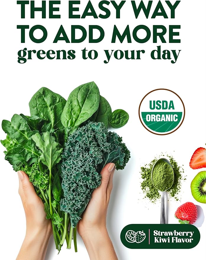 Nature's Truth Organic Greens Powder | 20 Plus Superfoods | 5.18 Oz | Digestive Enzymes & Prebiotic Blend | Strawberry Kiwi Flavor | Vegan, Non-GMO & Gluten Free Supplement