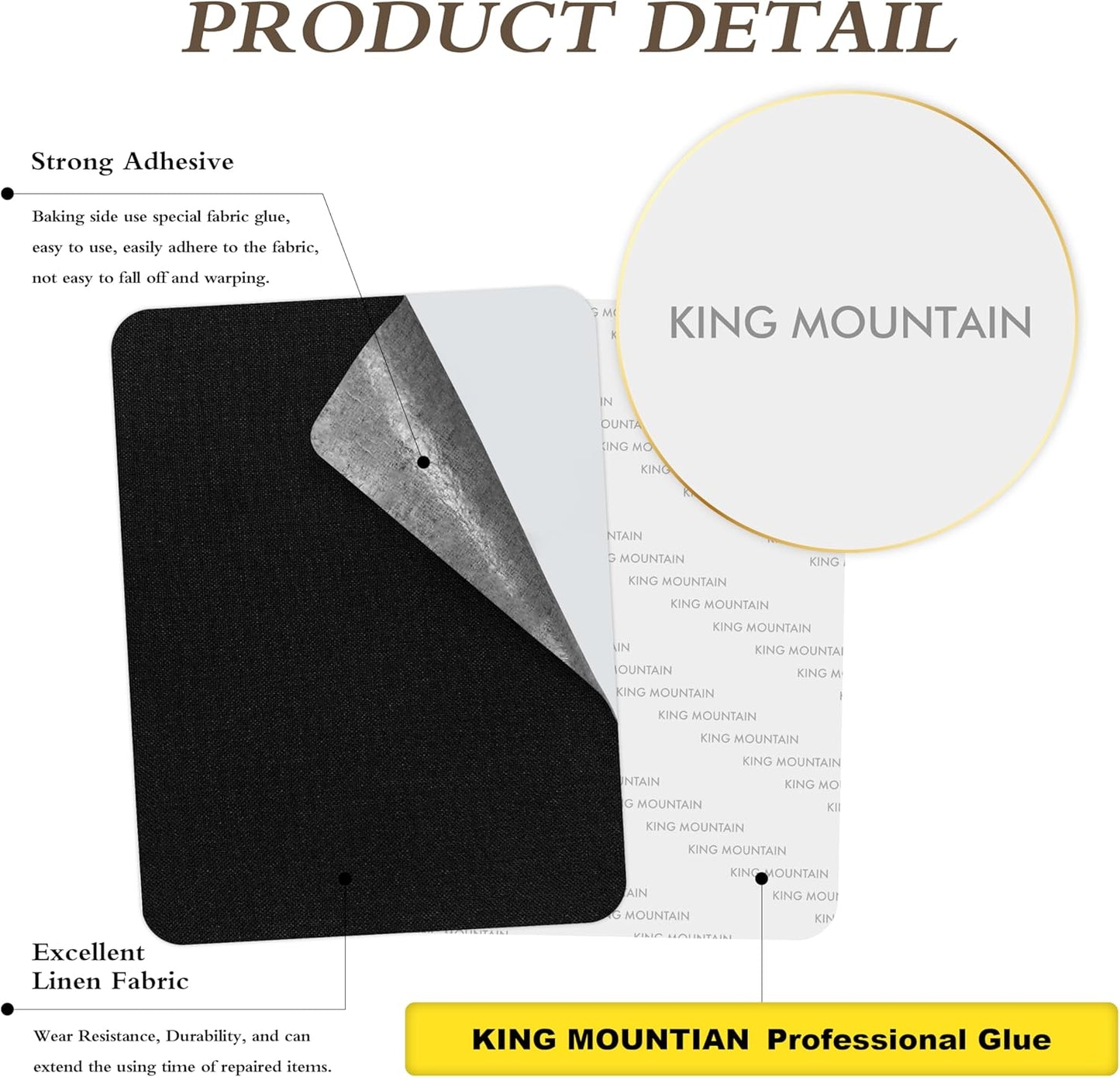 Fine Linen Repair Patches, Self-Adhesive Fabric Patches, 8x11 inch 2 PCS, Multi Color, for Sofa and Clothes Repair (Black, 8" x 11" - 2PCS)