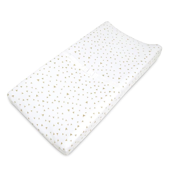American Baby Company Printed 100% Cotton Knit Fitted Contoured Changing Table Pad Cover - Compatible with Mika Micky Bassinet, Taupe Triangle, for Boys and Girls