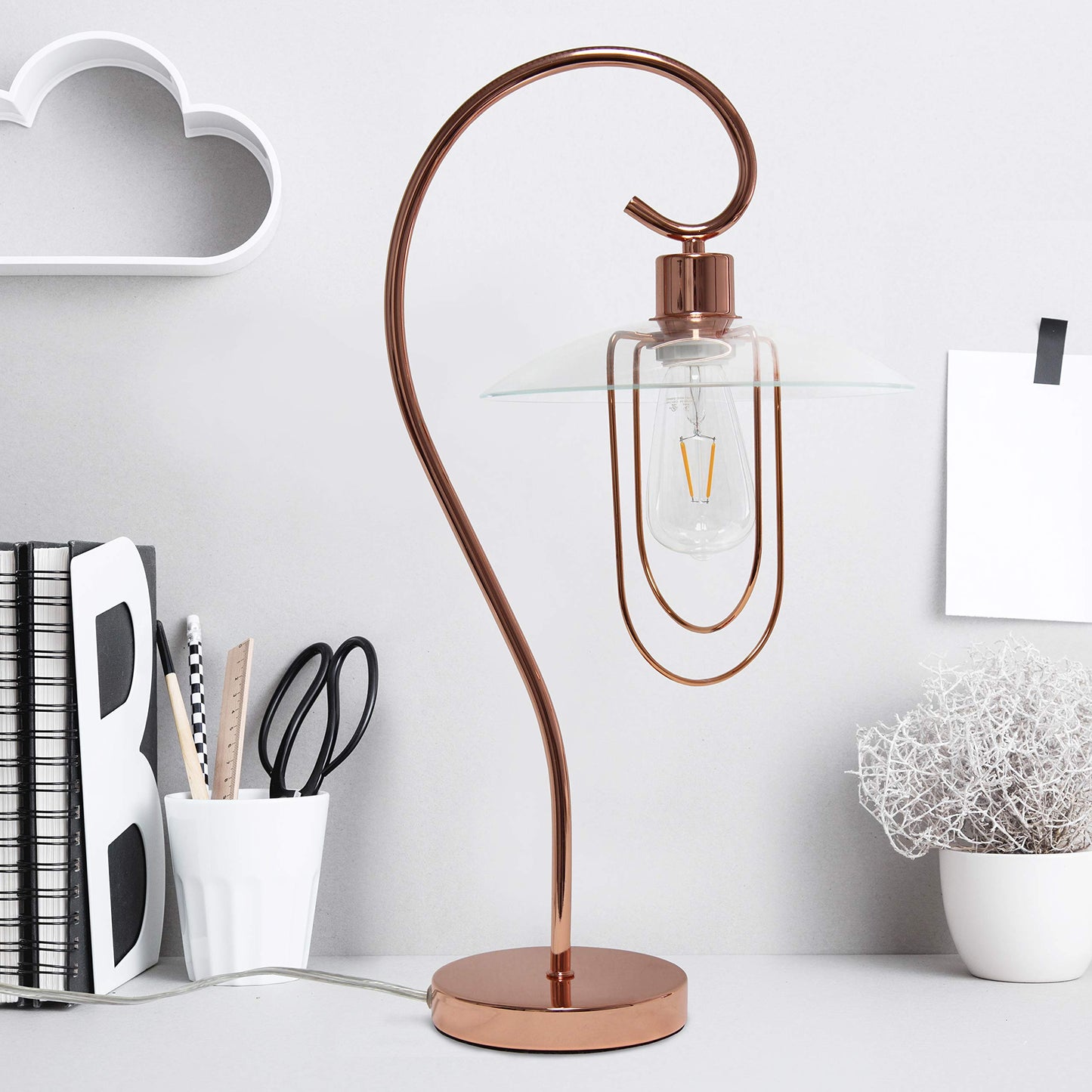 Simple Designs Modern Metal Table Lamp LT1086-RGD Rose Gold Finish