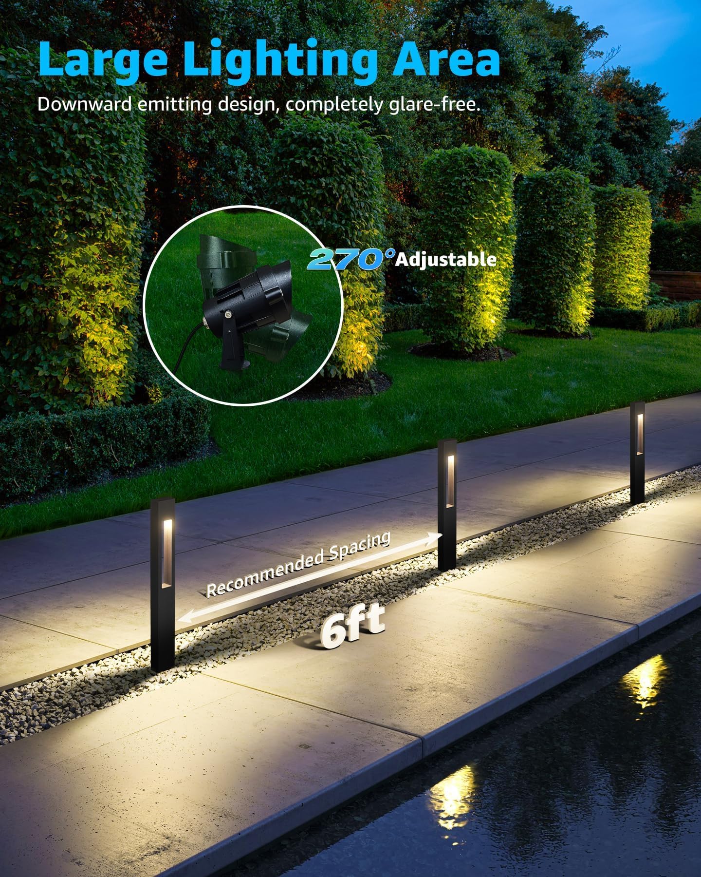 Sunvie 12-Pack Low Voltage Pathway Lights Wired With Spotlights Led Outdoor Landscape Lighting Kit For Path  Garden  Yard  Patio  Cast-Aluminum  Ip65 Waterproof  12-24V Ac/Dc  3000K Warm White  Black