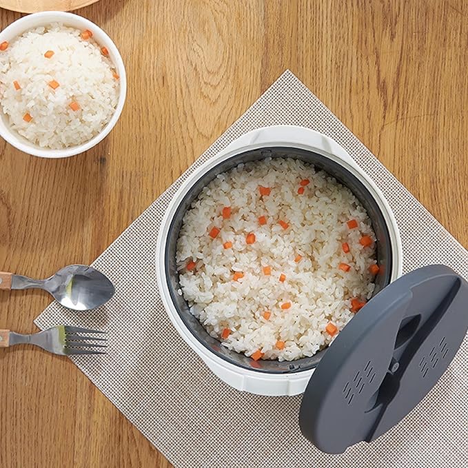 Ejoyous Microwave Rice Cooker, 2L Microwave Steamer Food Grade PP Material Microwave Rice Cooker with Rice Spoon for Home Kitchen Rice Cooking (Orange)