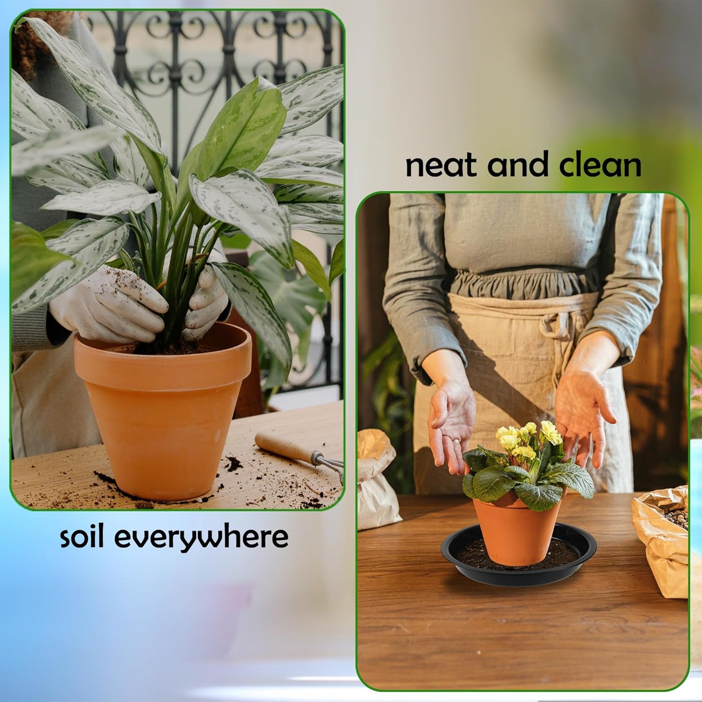 8 Pack 14 Inch Round Plant Saucers for Less 11.8 Inch Pot Indoors Outdoors Plant Trays for Pots Planter Saucer Plastic Plant Drip Tray Planter Water Tray for Potted Plants (Black, 14"(8pcs))