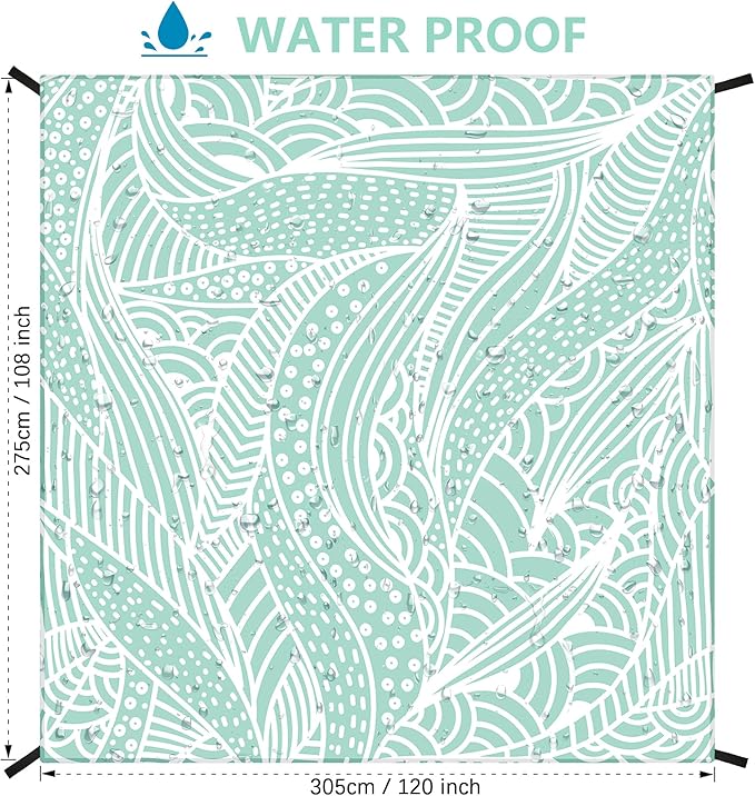 Beach Blanket Waterproof Sandproof Beach Mat 79”x 83” for 1-4 Adults Quick Drying Durable Outdoor Picnic Mat for Beach Festival Travel Camping Hiking (LBL-Ripple, 120"×108"(8 Person))