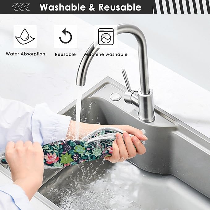 Kitchen Faucet Absorbent Mat,Succulent Plants Cactus Water Splash Guard for Sink, Faucet Drip Catcher Thicken Sponge Microfiber Faucet Water Catcher Mat Sink Absorbent Mat for Kitchen 14x5in 2Pack