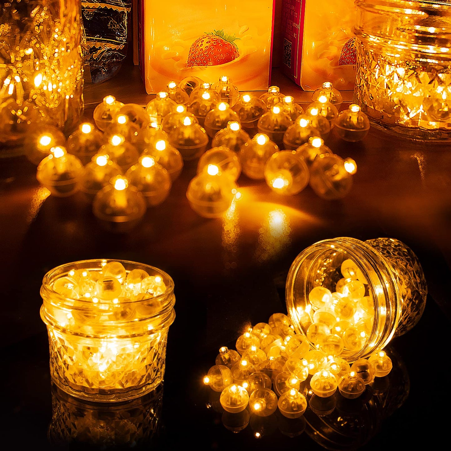 Aogist 200pcs Orange Balloon Lights, Waterproof LED Flash Lamps for Party, Wedding, Birthday, New Year, and Christmas Decor