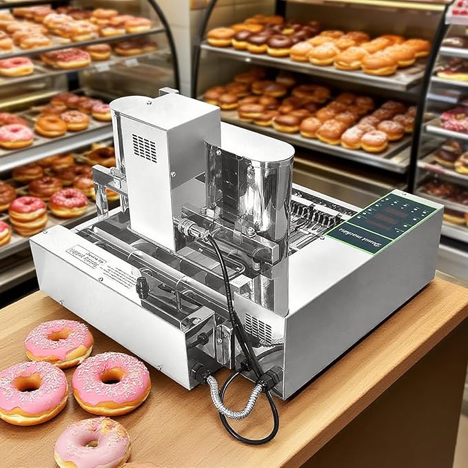 Commercial 6 Rows Automatic Mini Donut Maker Machine, Frying Donuts Maker, Frying Doughnut Machine, For Restaurant, Bakery, Party, Dessert Shop, 2600pcs/hour