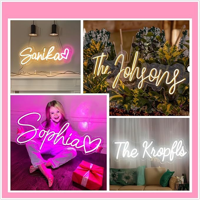 Custom Neon Signs, Neon Sign Customizable for Wall Decor, Personalized Neon Signs for Wedding, Neon Lights Signs for Family Birthday Bar Party Night Light, Company Logo Shop Name Business LED Signs