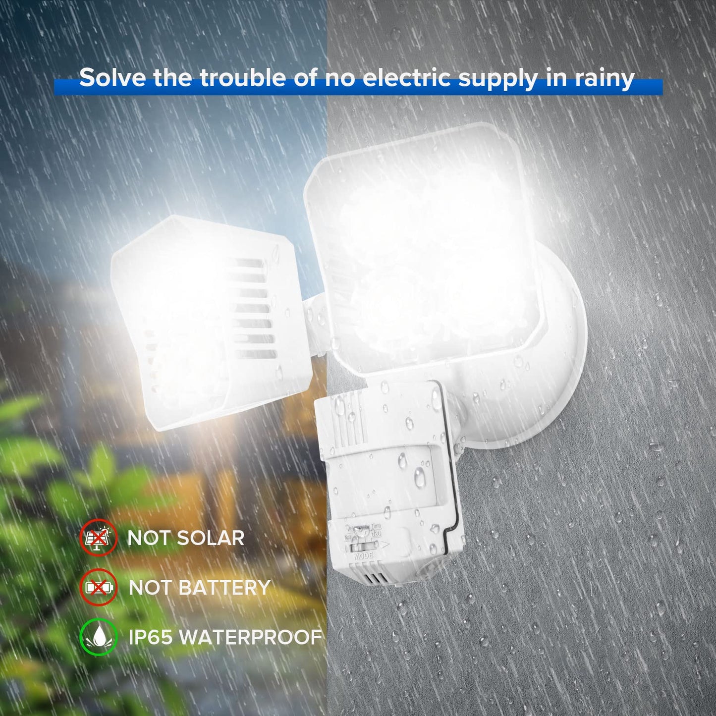 SANSI 36W Motion Sensor Outdoor Flood Light, 3600LM, 5000K, IP65, White, Model C2440-HW
