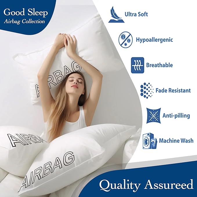 Luxury Supportive & Fluffy Soft Standard Size Bed Pillow, Hotel Sleeping Pillow for Side Back Sleepers to Relieve Neck Pain, Hold Shape Premium Feather Down Alternative Pillow w/Cooling Smooth Cover