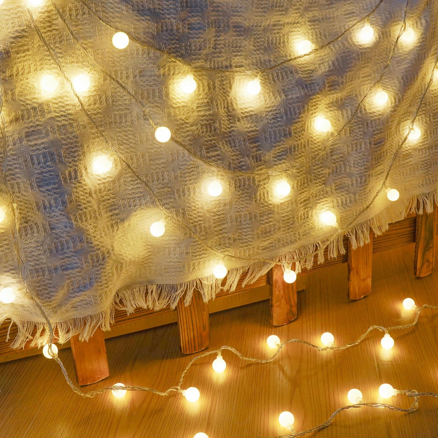 LORRYTE 100 LED Globe String Lights, Warm White, Connectable with Remote, 43FT, Model GP-SW290DC0209-IP44