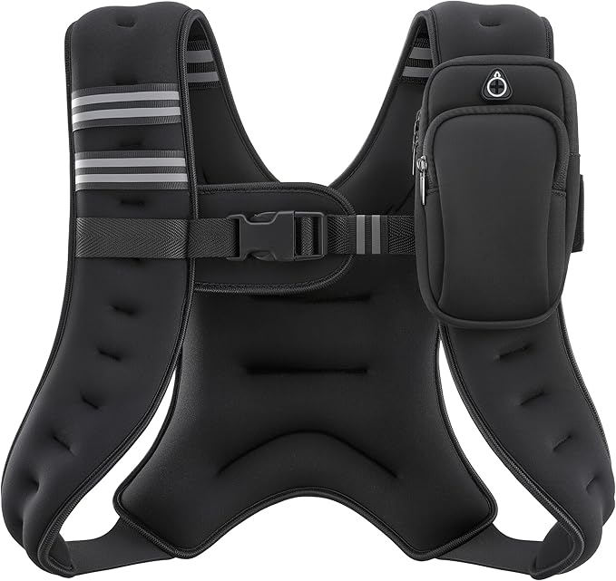 ZELUS Weighted Vest, 6lb/8lb/12lb/16lb/20lb/25lb/30lb Weight Vest with Reflective Stripe for Workout, Strength Training, R...