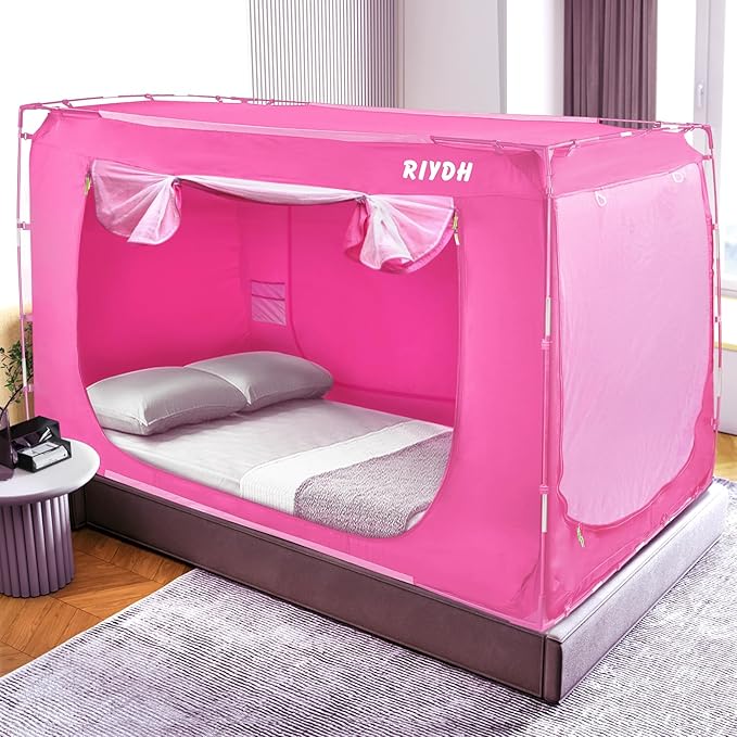 Bed Tent Bed Canopy Full Size Tents for Adult and Kids- Portable Dream Tent Indoor Sleeping Tents 70% Blackout with 3 Doors Breathable Big Space Tents