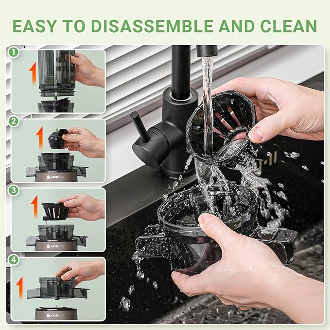 AAOBOSI Cold Press Juicer,4.35" Large Feed Chute Masticating Juicer Machines (Upgrade) High Juice Yield Slow Juice Extractor fit Fruits &Vegetables, Easy to Clean, New Designed for Home and Travel