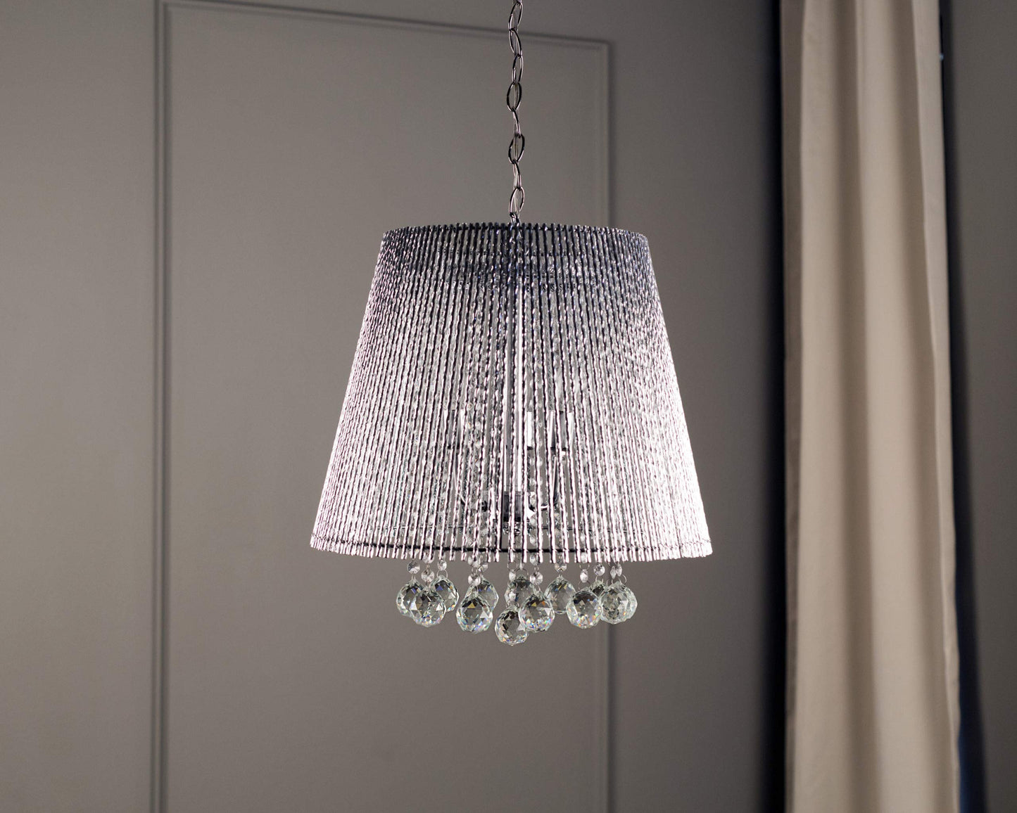 OK Lighting Daydream Crystal Ceiling Lamp, Metal, Silver, Model OK-5142H