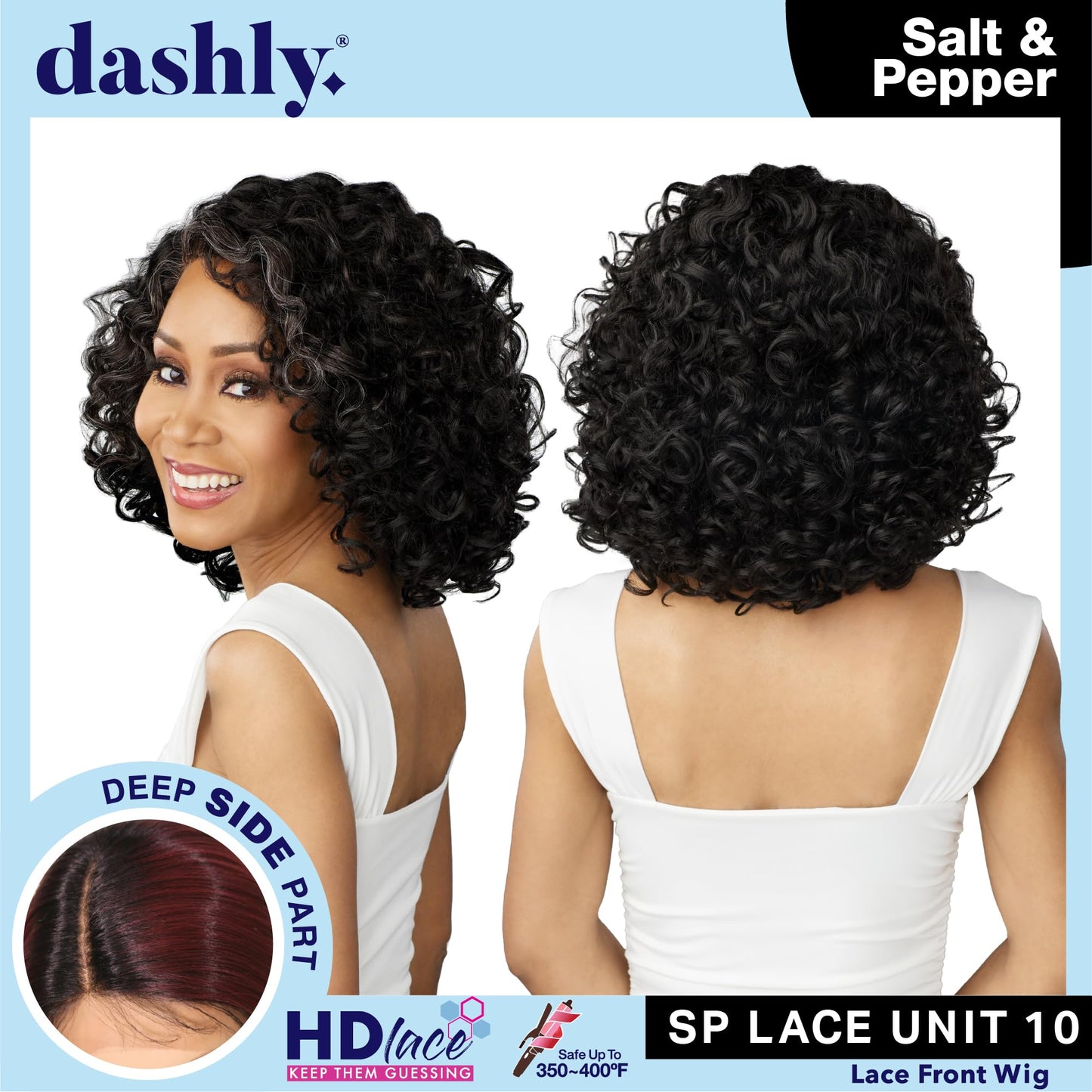 Sensationnel Dashly Lace Saltandpepper Wig - Sp Unit 10 Hand Tied Laceparting Ear to Ear Synthetic (HL34/51)