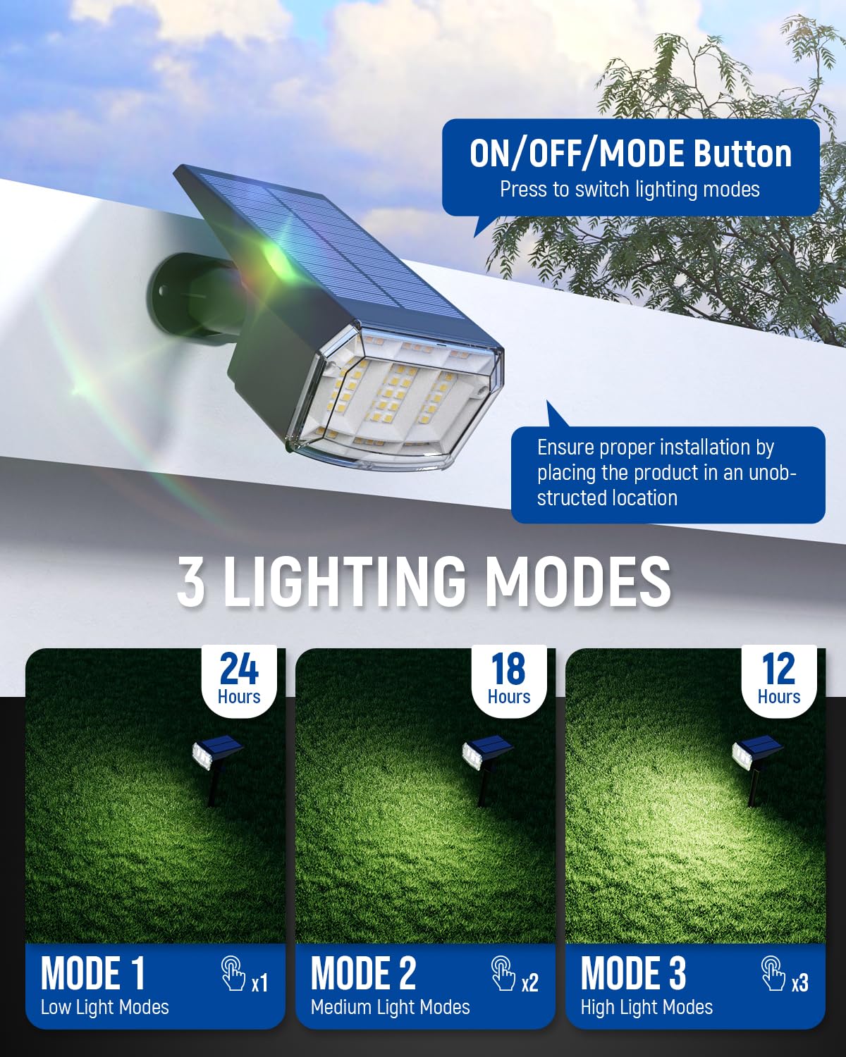 AUDERWIN Solar Spot Lights 63 LED Waterproof IP65 6 Pack Natural Light Model 9924