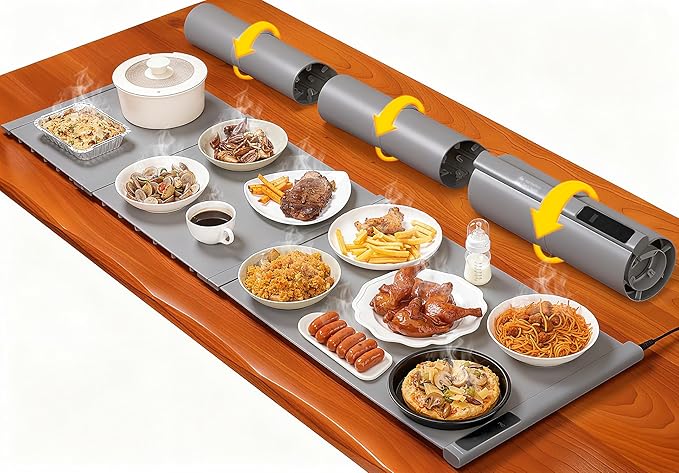 54"x16" Warming Mat for Food Extra Large, Extendable Food Warming Mat, Electric Warming Tray for Buffets Party with 7 Adjustable Temperature, 6 Timer, Silicone Food Warmer for Parties Home Countertop
