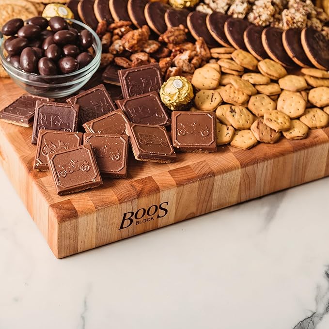 John Boos CCB Series Rectangular Wooden Maple Cutting Board 24”x18” – 2.25” Thick, 30-lb Reversible Butcher Block with End-Grain & Finger Grips – Made in the USA