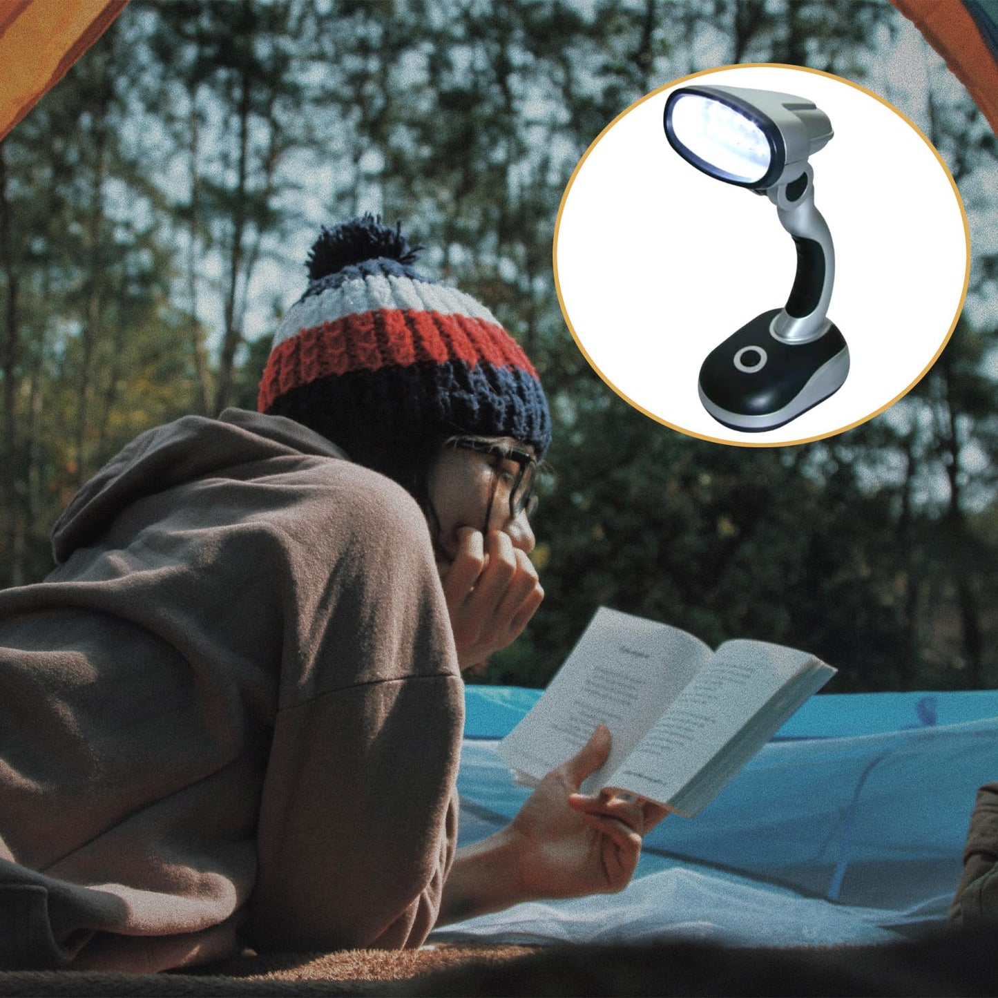 Ragyzity Led Desk Lamp  12 Led Portable Battery-Powered Table Lamp  Bedside & Camping Light  Bright Work And Reading Light For Computer  Home  Or Outdoor Use (Black Silver)