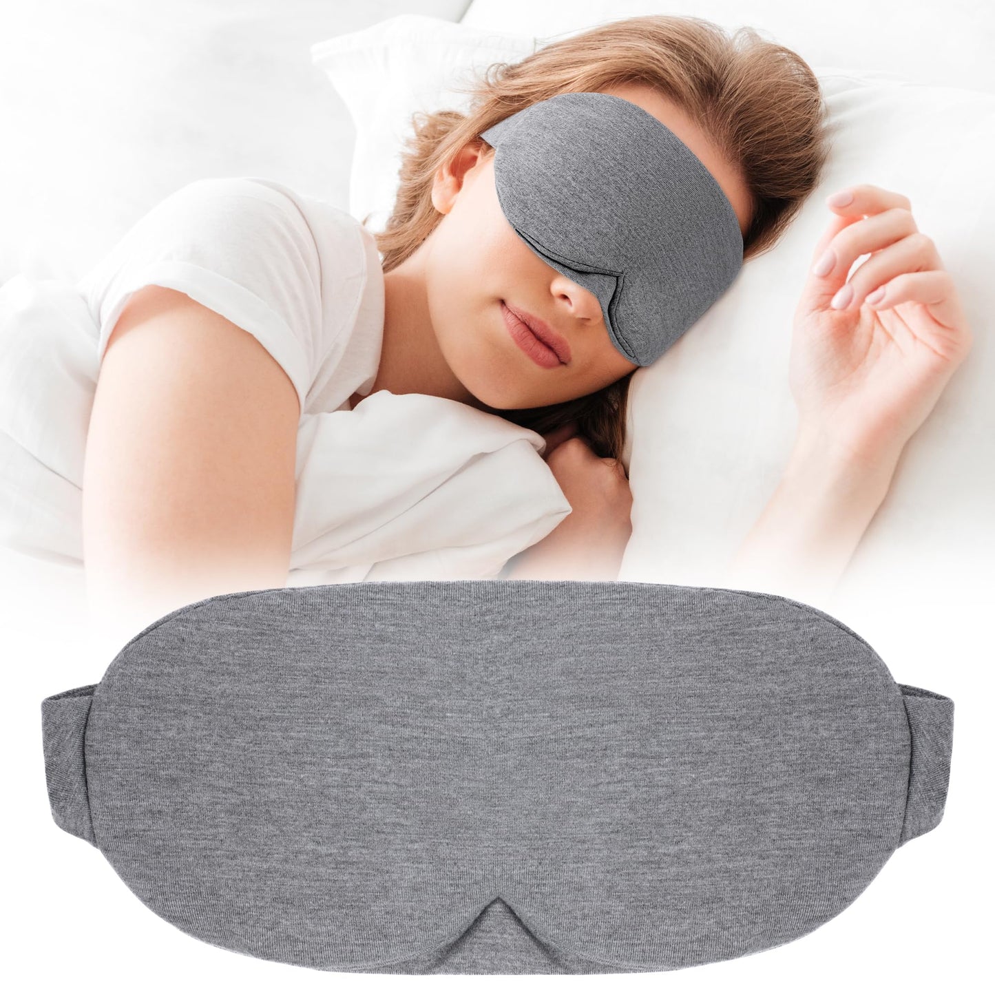 FRESHME Cotton Sleep Eye Mask - Travel Eye Mask for Sleeping Airplane Blackout Eye Covers for Long Flight Essentials Accessories, Comfortable Sleep Night Masks for Men Women Side Sleeper