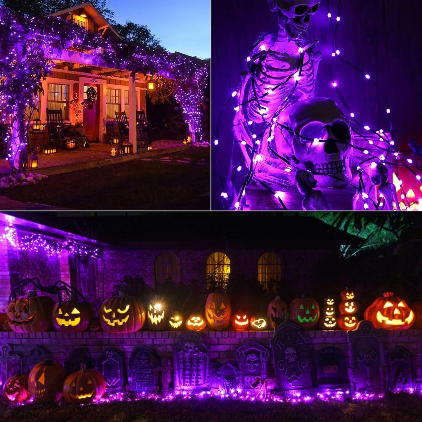 Dolucky Solar String Lights, 500 LED, Purple, 19 Modes, Outdoor Halloween Decoration