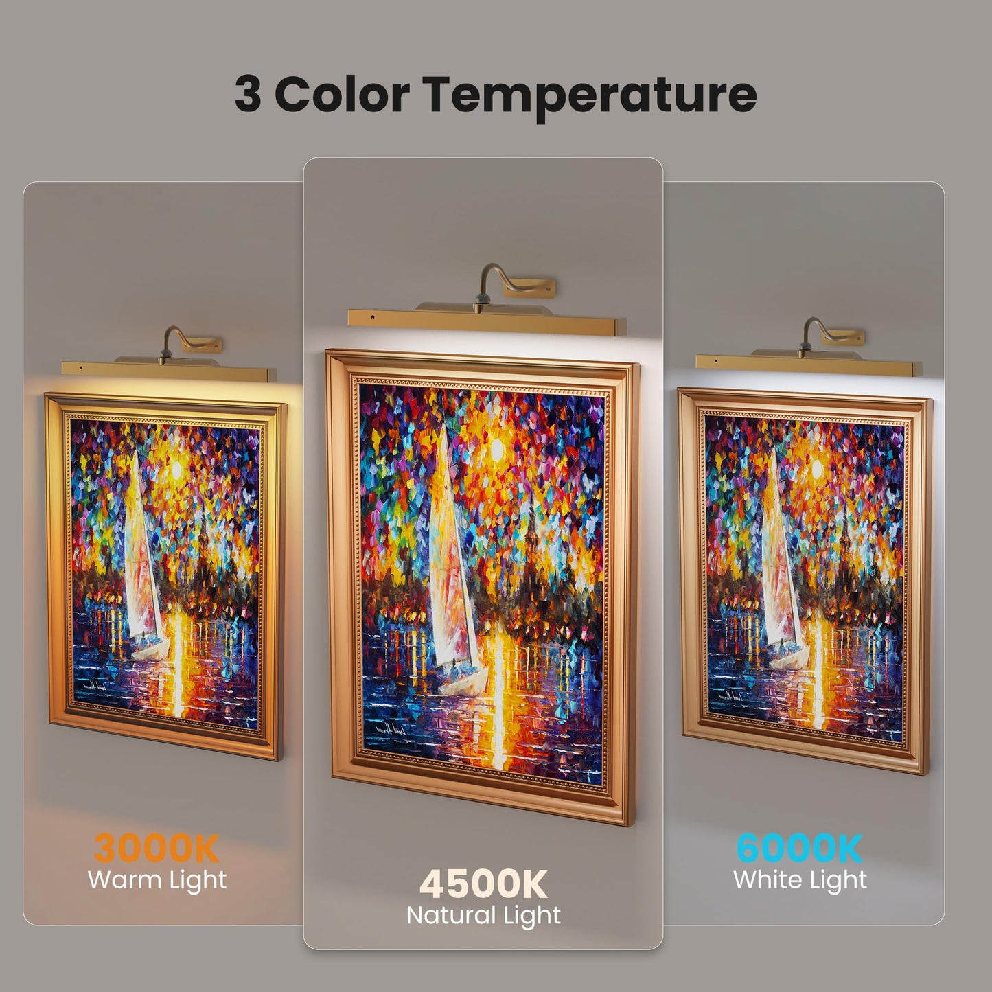 Kryoza Brass Picture Light, Wireless & Dimmable, Remote Control, 5000mAh, 350LM, 16in, 2 Pack