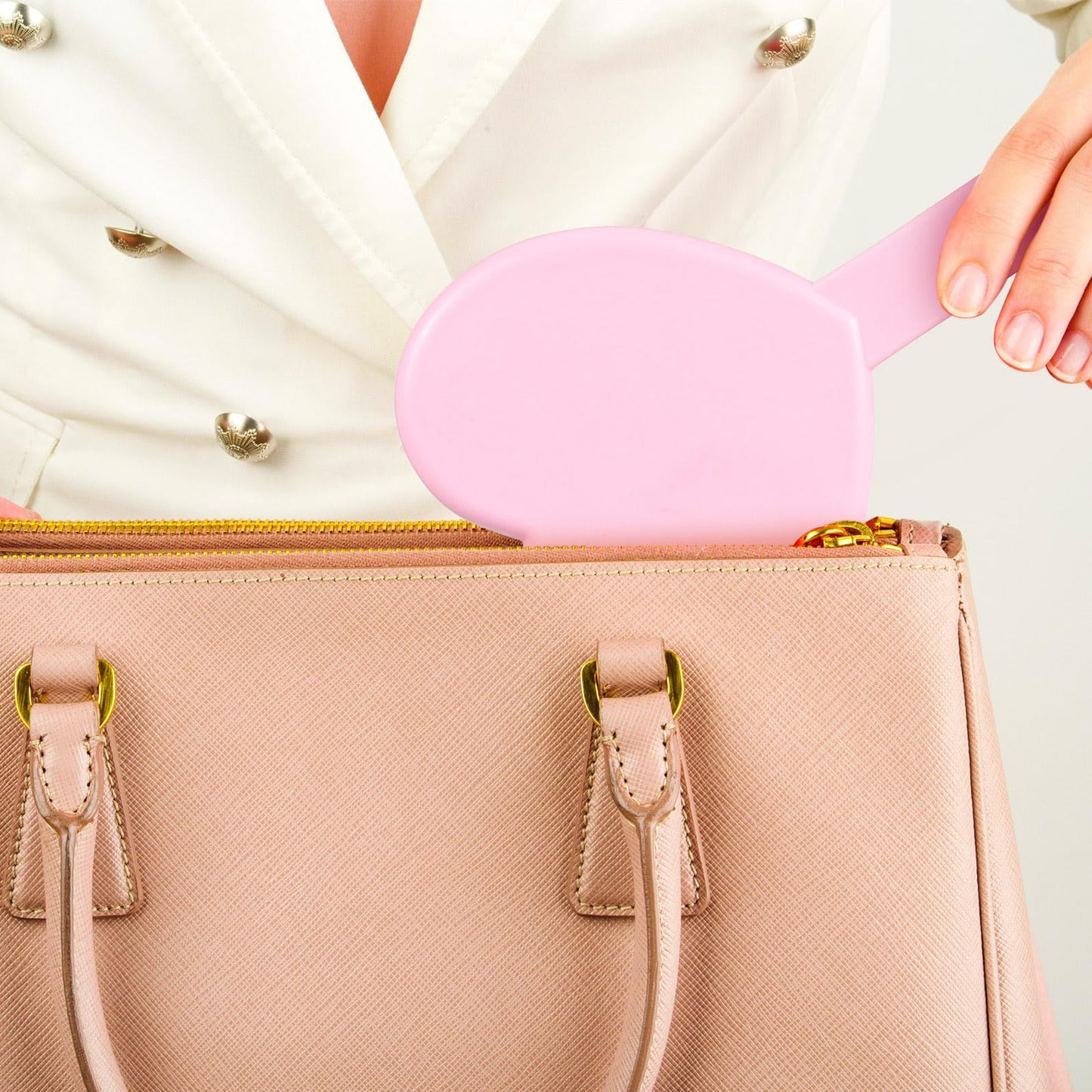 Jetec 2 Pieces Heart Shaped Handheld Cosmetic Mirrors Mini Travel Makeup Mirrors with Handle Small Heart Decorative for Women(Pi