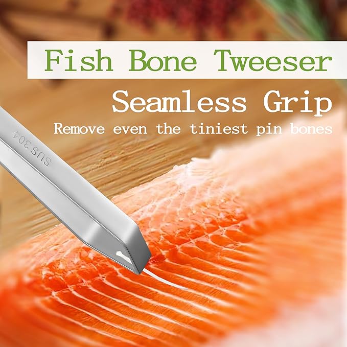 Fish Bone Pliers/Tweezers 304 Food Grade Stainless Steel Deboning Tool Kit for All Kinds of Fish