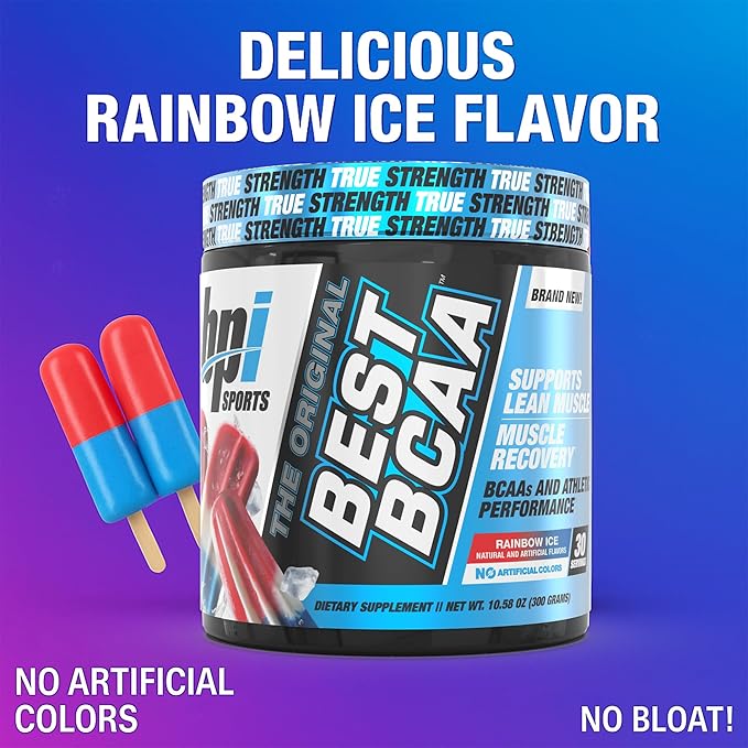 BPI Sports Best BCAA - The Building Blocks of Protein and Muscle - Post-Workout Recovery - Weight Loss Support - Rainbow Ice, 30 Servings, 300 g