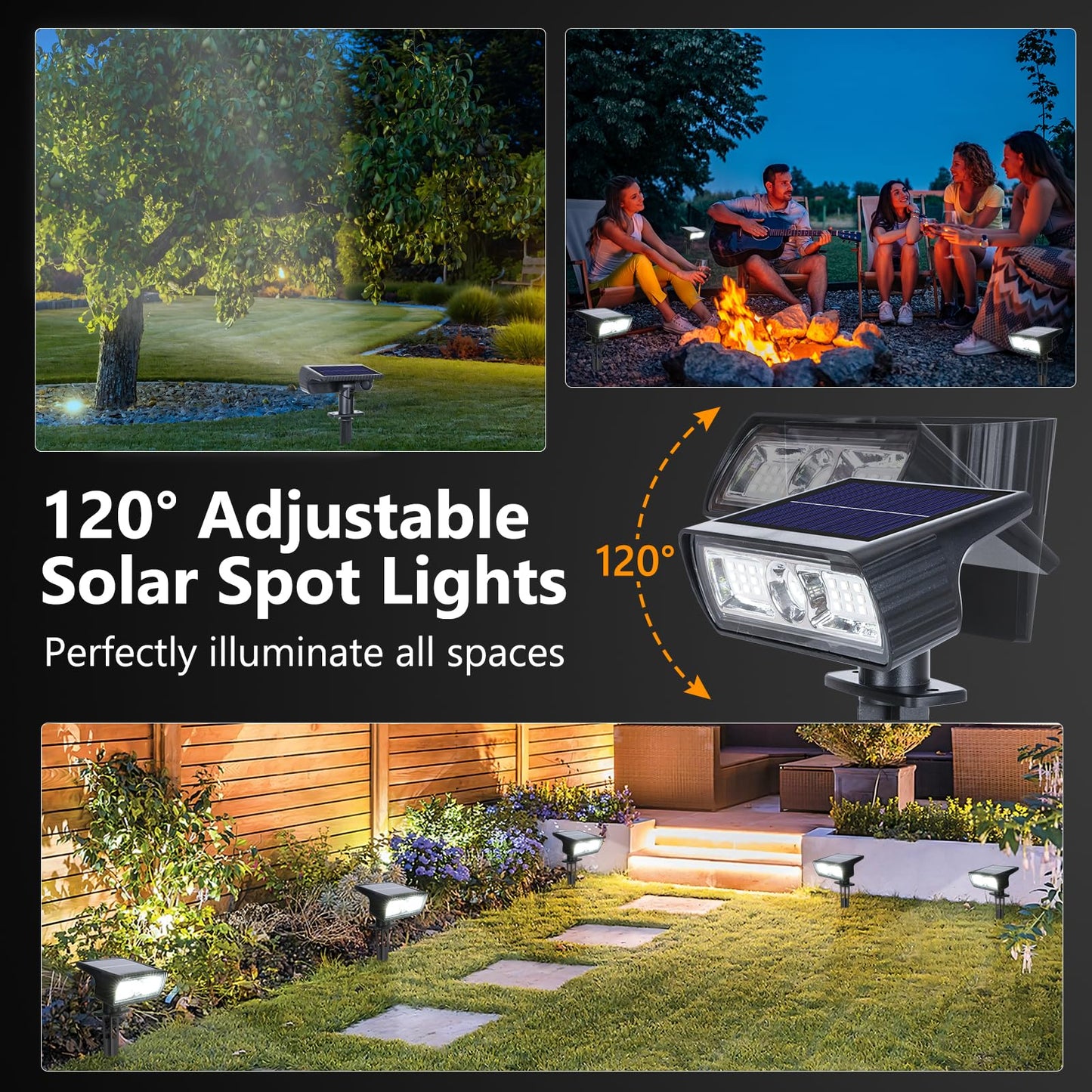 Toodour Solar Spot Light Outdoor  4 Pack Solar Lights Outdoor With 2 Modes  Waterproof Solar Powered Flood Lights Landscape Lighting For Yard Garden Home Pathway Walkway Outdoor Decor - Cool White