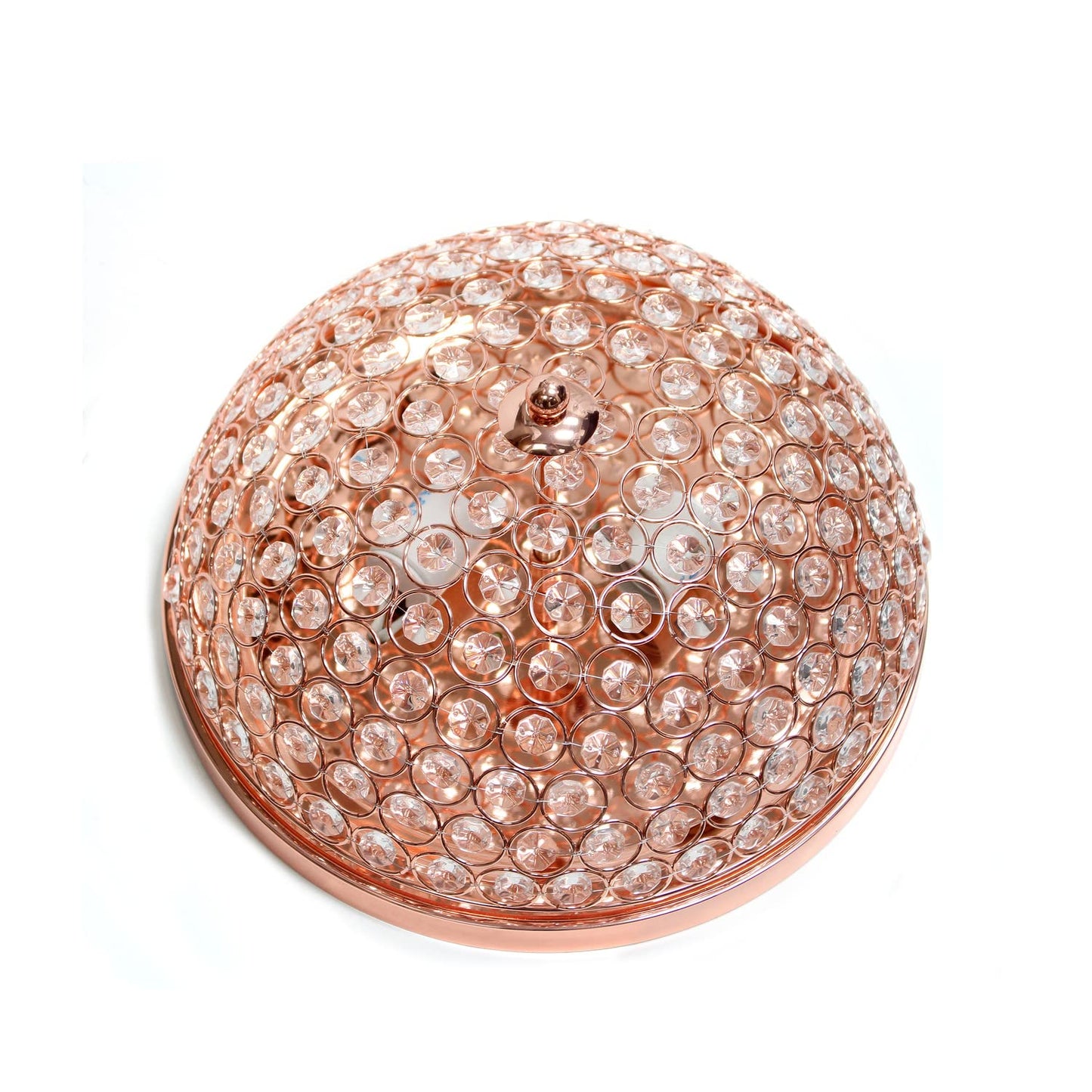 LALIA HOME Crystal Glam Ceiling Flush Mount Light, 2 Light, Rose Gold, 13x13x6.5 inches, Model LHM-2000-RG