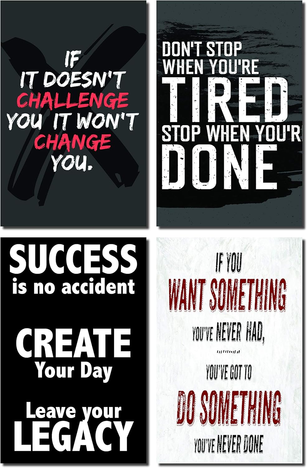 Motivational Wall Posters Set of 4 11 x 17 by Oospecka for Home, Office, Gym or Anywhere!