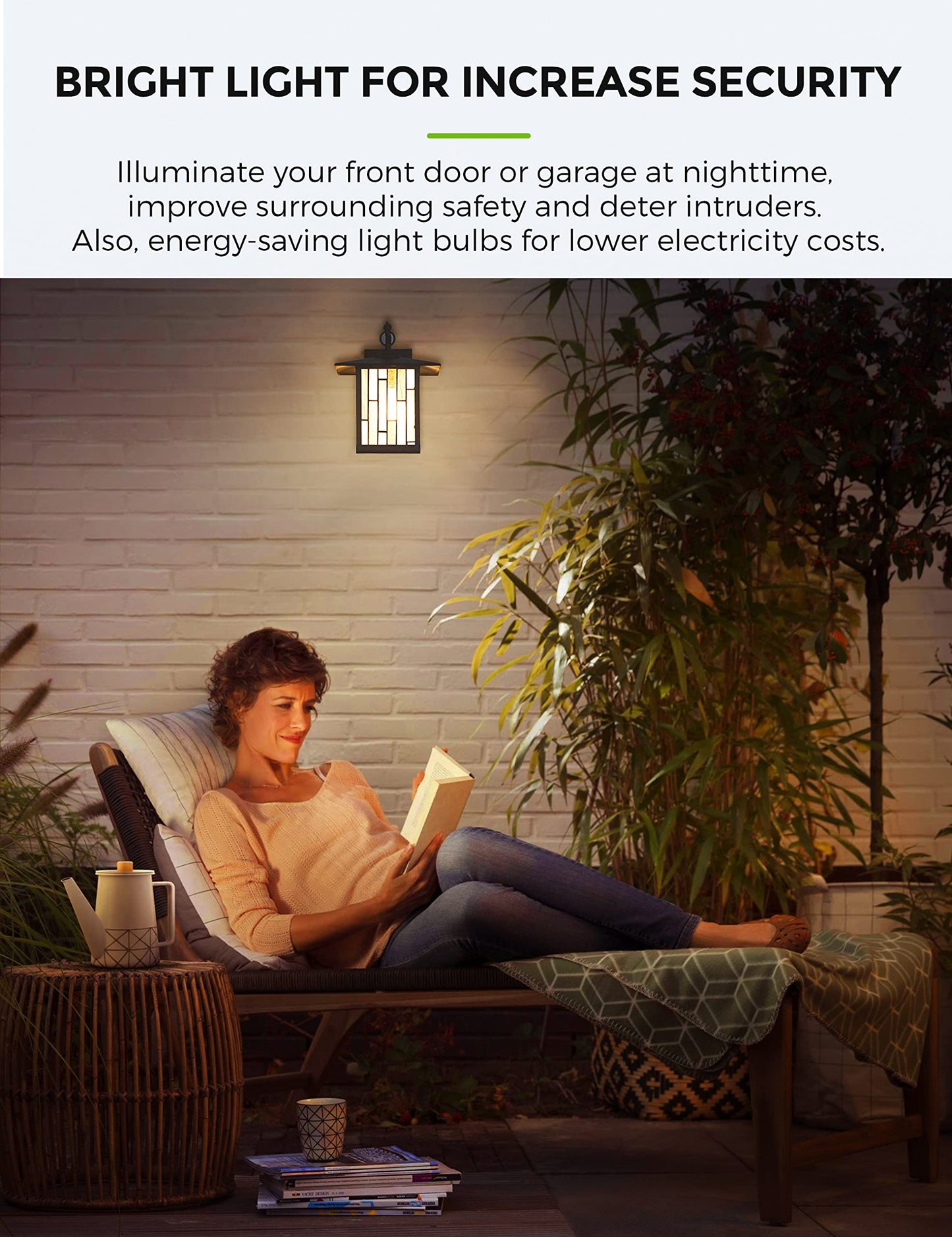 L LOHAS LED Dusk to Dawn Sensor Light Bulbs, 6W A19, 500LM, Warm White 2700K, 4 Pack, E26, Plastic