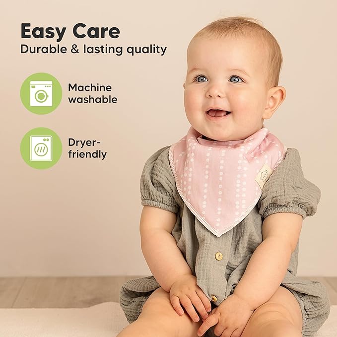8-Pack Organic Baby Bandana Bibs for Girls - Super Absorbent Triangle Baby Bibs for Drooling and Teething Infant, 100% Cotton Extra Soft for Newborn, Infant 0-36 Months (Lunaris)