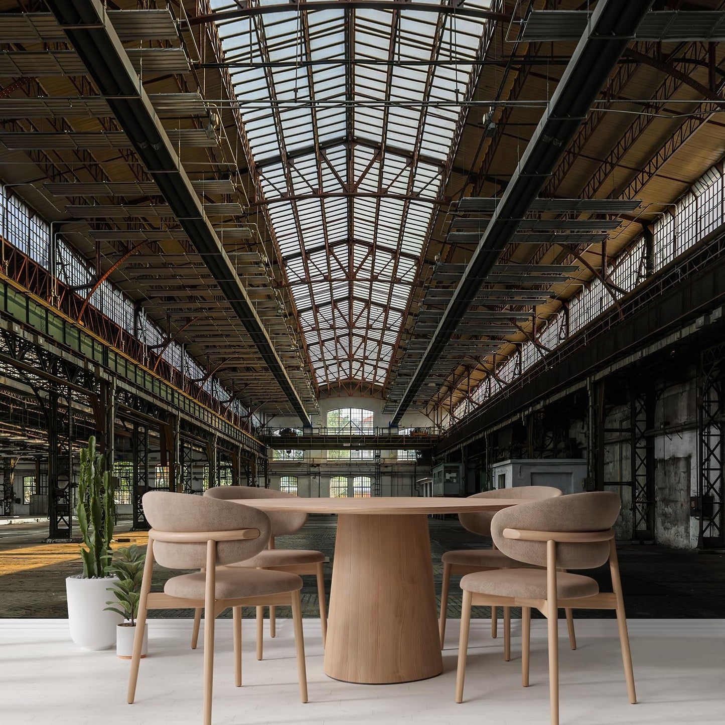 wall26 Industrial Interior of an Old Factory Building Removable Wall Mural | Self-Adhesive Large Wallpaper - 108x144 inches