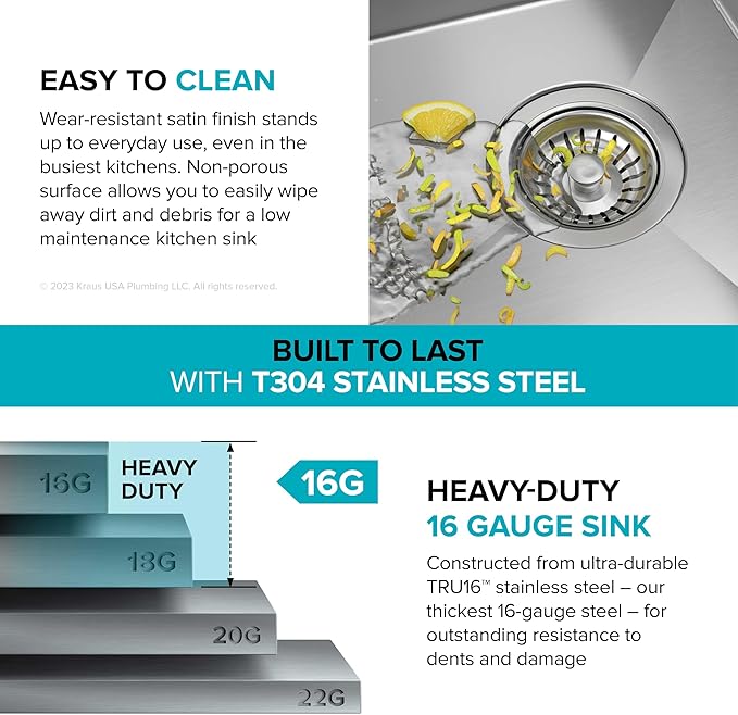 KRAUS KWU110-27 Kore Workstation 27-inch Undermount 16 Gauge Single Bowl Stainless Steel Kitchen Sink with Integrated Ledge and Accessories (Pack of 5)