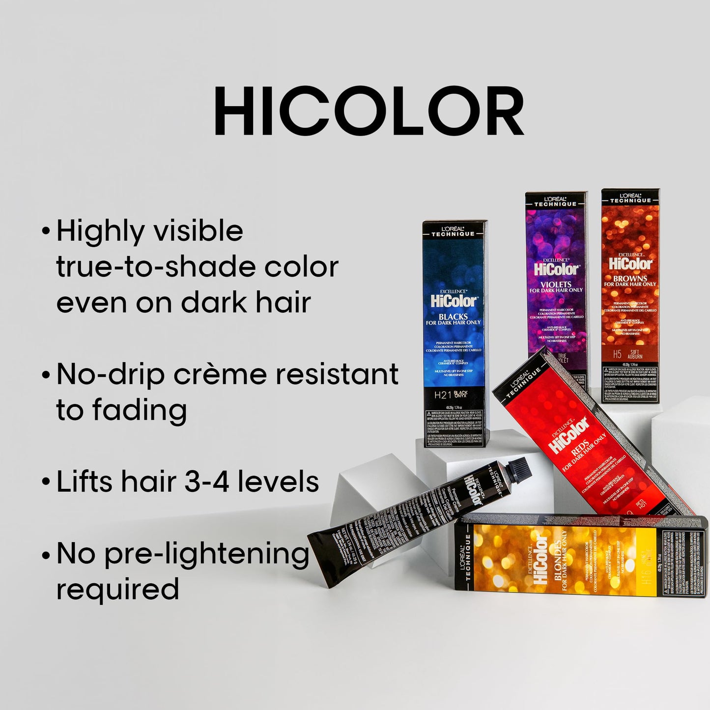 L'OREAL TECHNIQUE HiColor Browns & Blondes Permanent Hair Color - Lifts Dark Hair in One Step Leaving No Brassiness, Rich and Sm