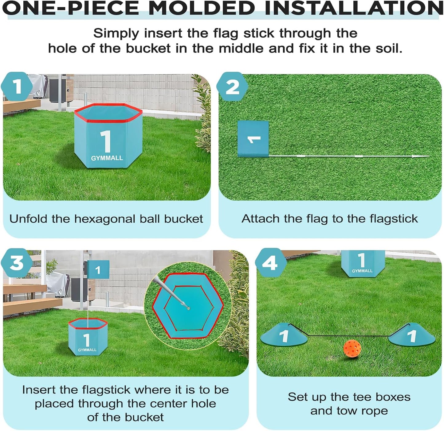 Golf Bucket Yard Game, Backyard Golf Set for Kids, Adults and Family, Outdoor and Indoor Portable 6 Holes Golf Course with Balls, Flags and Carry Bag for Lawn, Park, Beach and Hotel - Blue