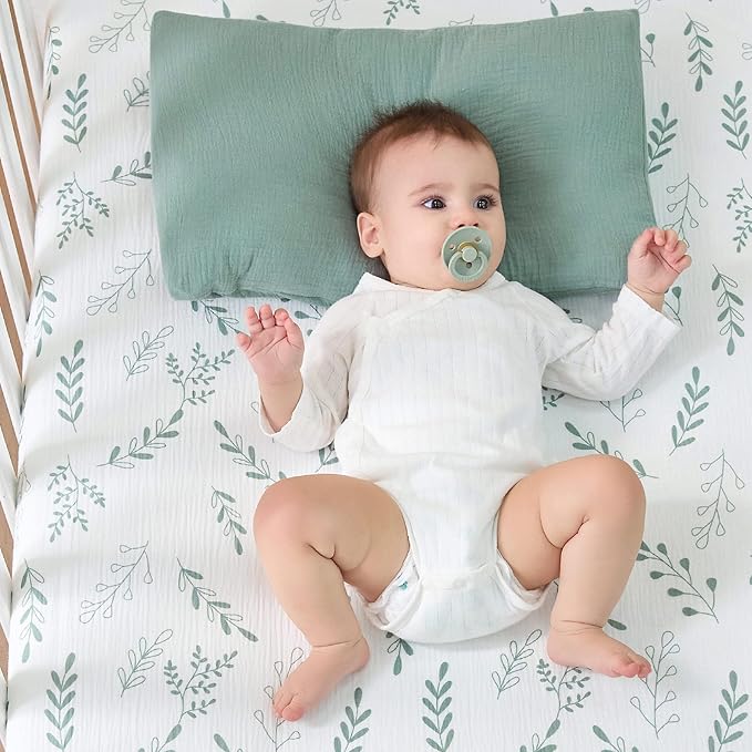 JELLYMONI 4 Pack Muslin Toddler Pillowcase for 13x18 Pillow, 100% Cotton Baby Pillow Case Cover for Bed, Toddler Cot and Travel, Soft & Breathable Baby Kids Envelope Pillowcase, No Pillow