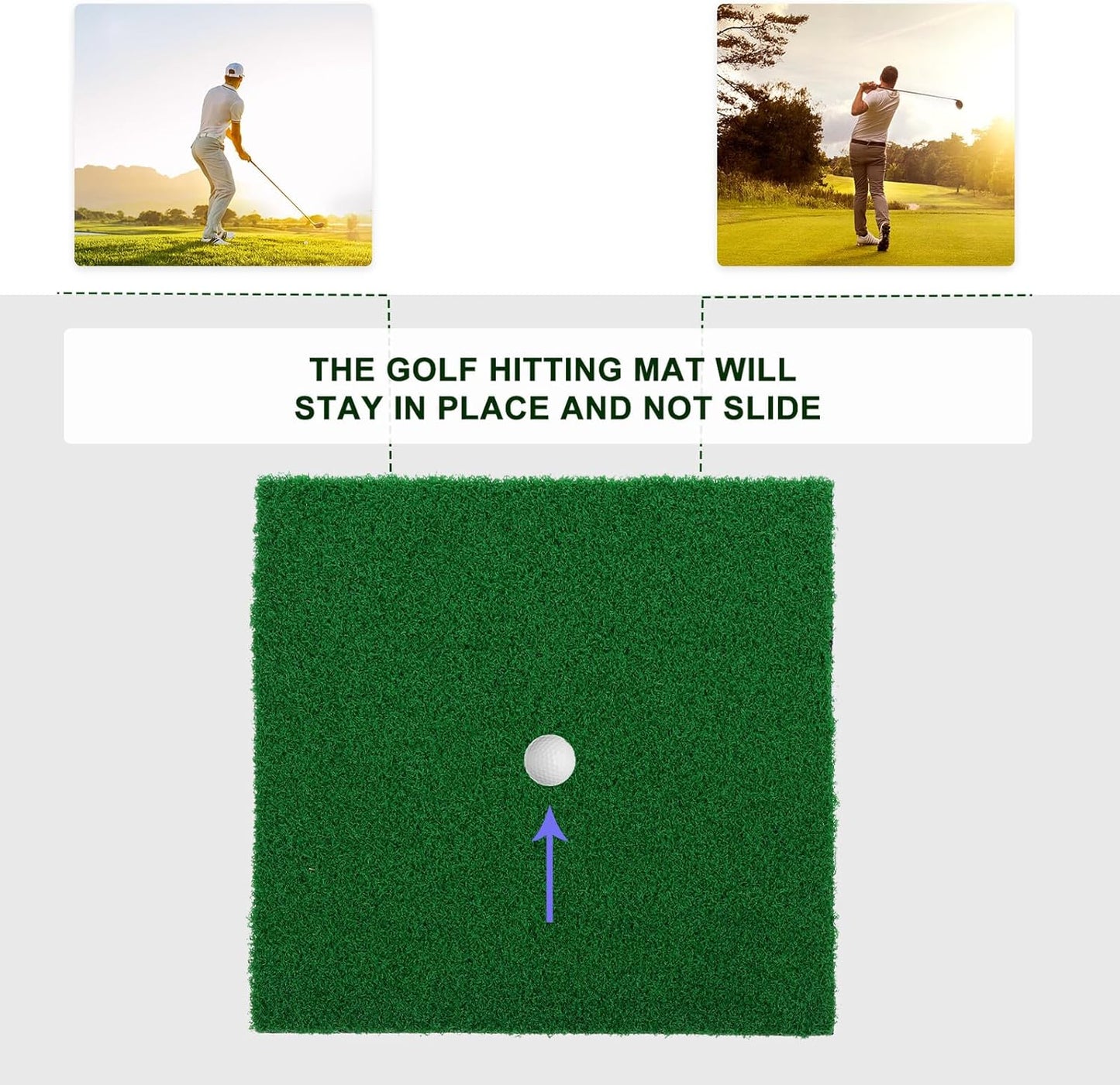 True-Turf Golf Practice Mat Non-Slip Hitting Pad for Indoor Outdoor Training Backyard Driving Chipping Putting with Material Simulating Real Fairway Surface