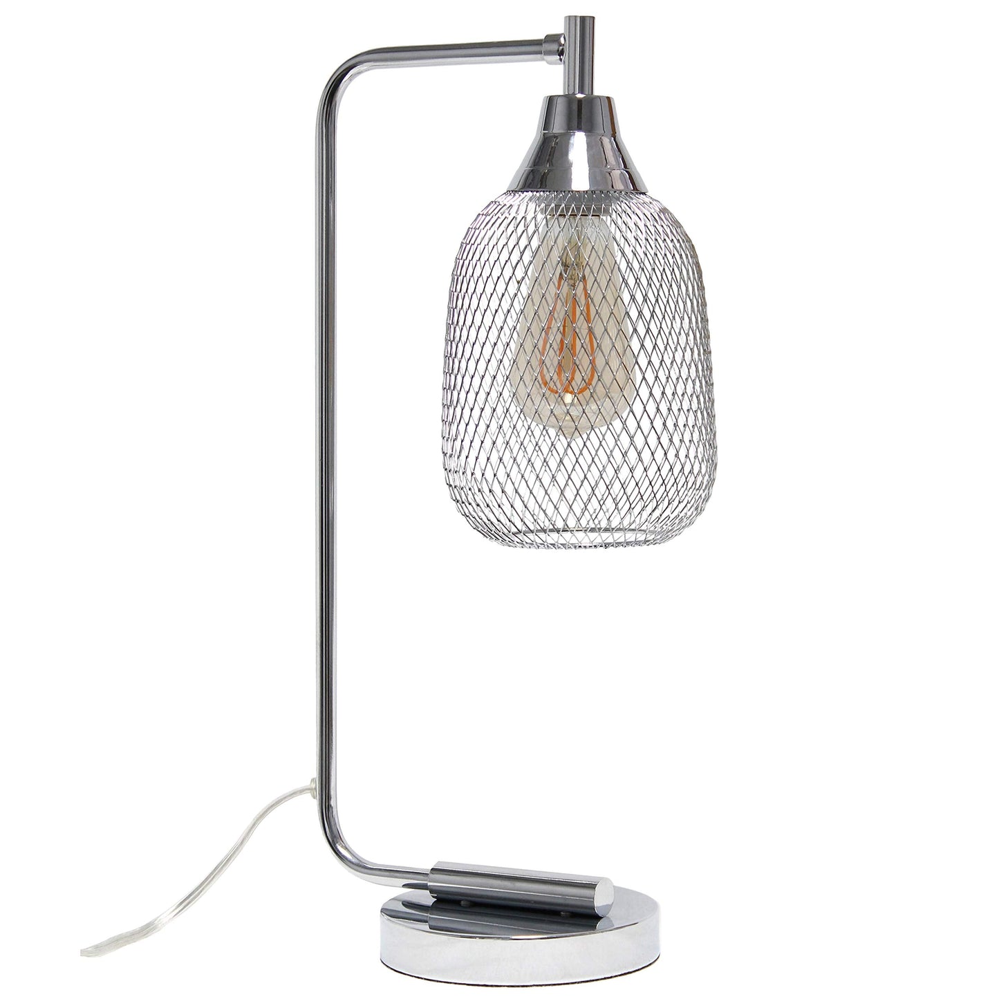 Simple Designs LD1060-CHR Table Lamp, Mesh Wire, Iron, Chrome, No Bulb