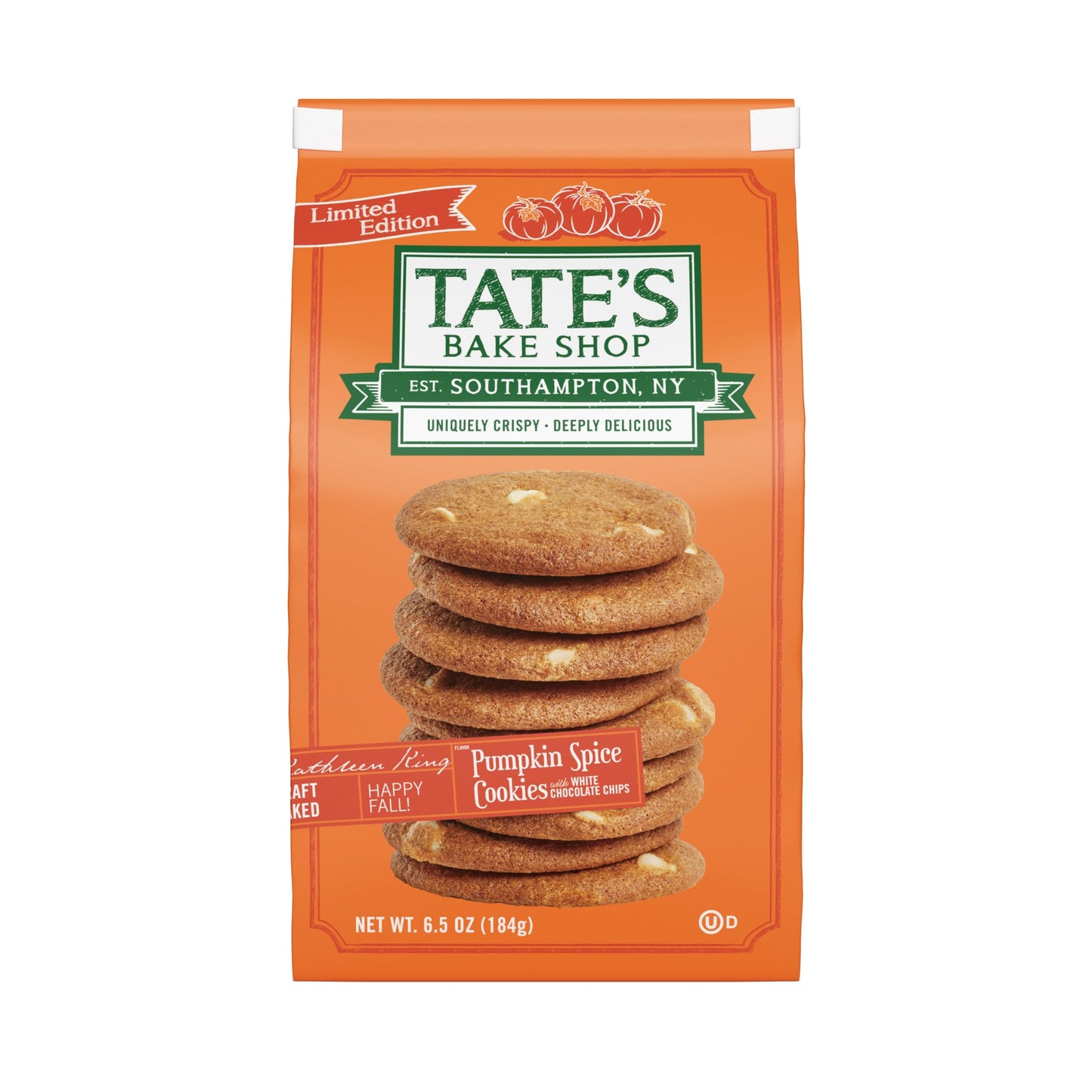Tates Bake Shop Pumpkin Spice Cookies with White Chocolate Chips  Limited Edition  6.5 oz