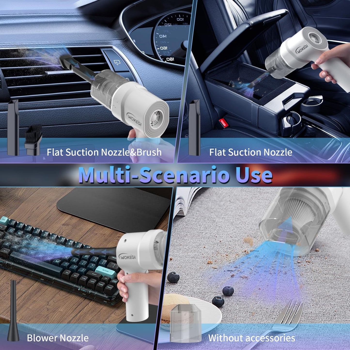 Handheld Mini Car Vacuum, 10000Pa Cordless Portable Vacuum With 2000Mah Battery, 3 In 1 Small Vacuum Cleaner & Air Duster With T