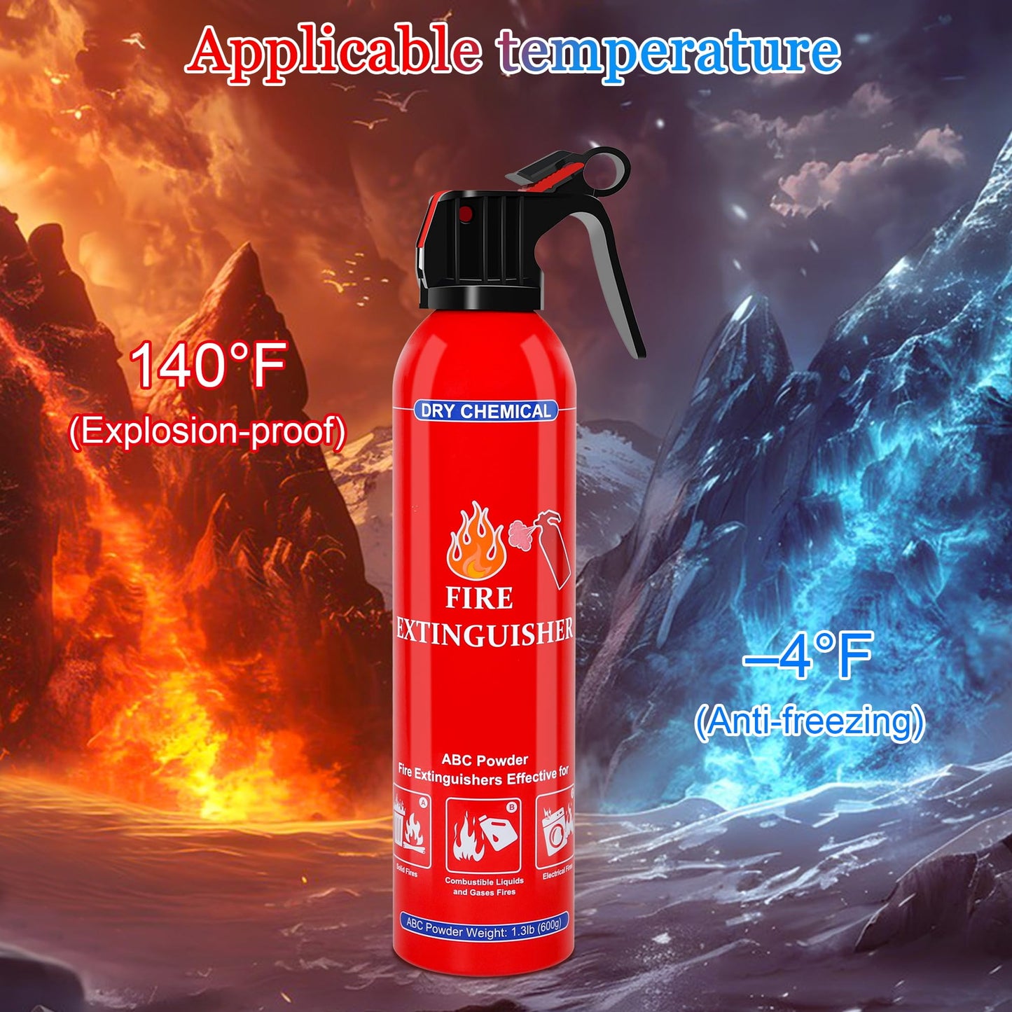2 Pack ABC Dry Chemical Fire Extinguishers, Portable Dry Powder Fast-Acting Fire Extinguisher with Mount, Suitable for Home, Car, Boat, Truck, Electrical, Grease Fires