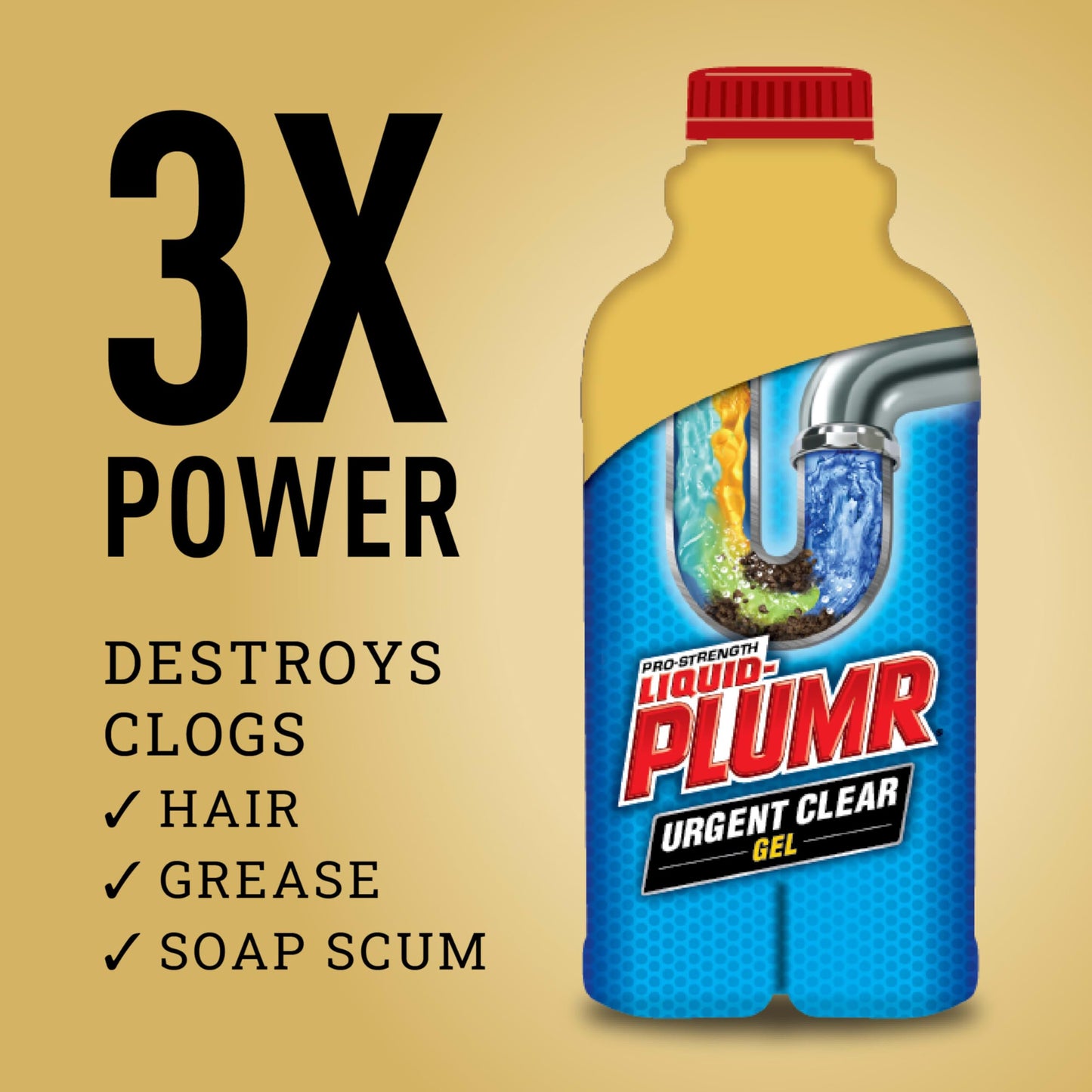 Liquid-Plumr Pro-Strength Urgent Clear, Liquid Drain Cleaner, 17 Ounces