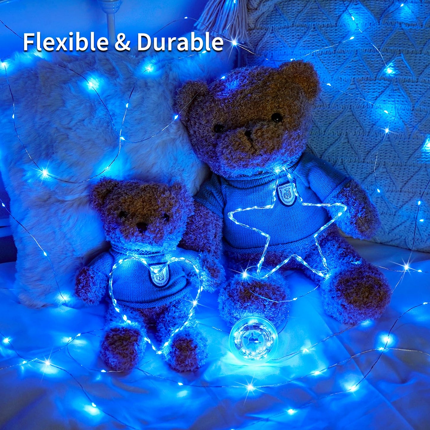 Jmexsuss 2 Pack Blue Fairy Lights, 200 Led 66Ft Waterproof String Lights With Remote Timer, Indoor Decor For Bedroom, Wedding, Party