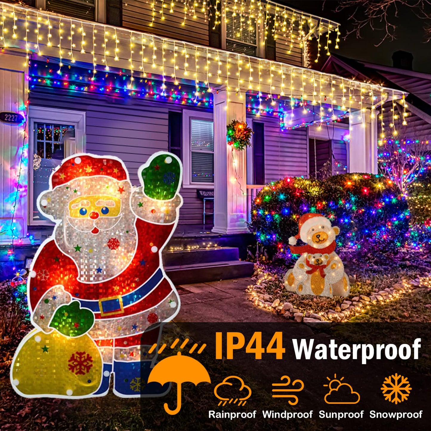 Hezbjiti 400 LED Outdoor Christmas Fairy String Lights, 32.8 FT, Warm White, 8 Modes, Model HB01-MNO1005-JDY